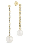 Sterling Forever Blake Pearl Drop Studs In Gold