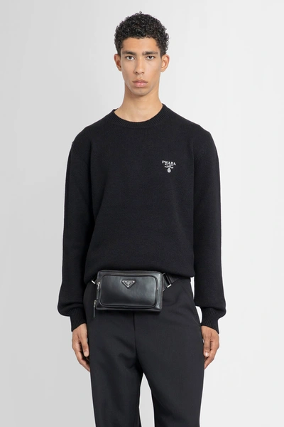 Prada Virgin Wool Crew-neck Sweater In Black