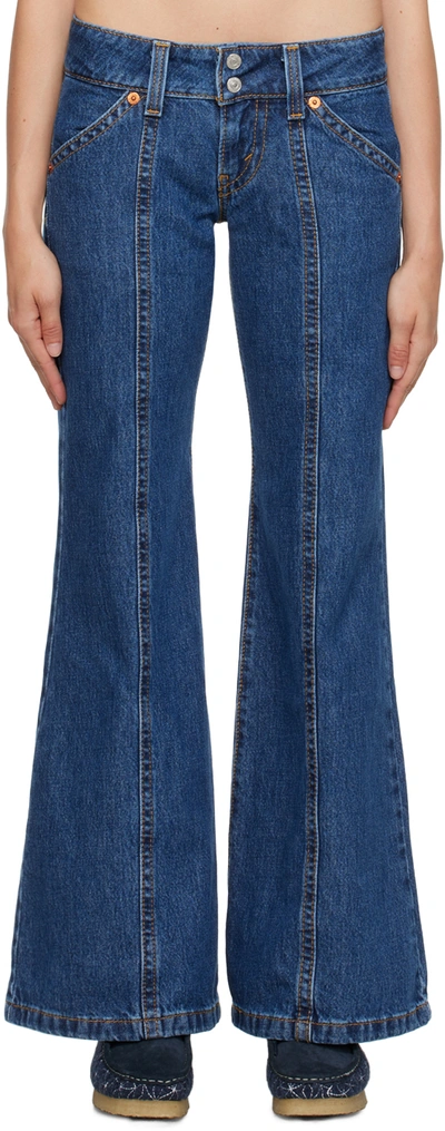 Levi's Indigo Noughties Big Bell Jeans In I'm Never Wrong Ston