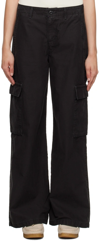 Levi's Black Baggy Cargo Trousers In Meteorite