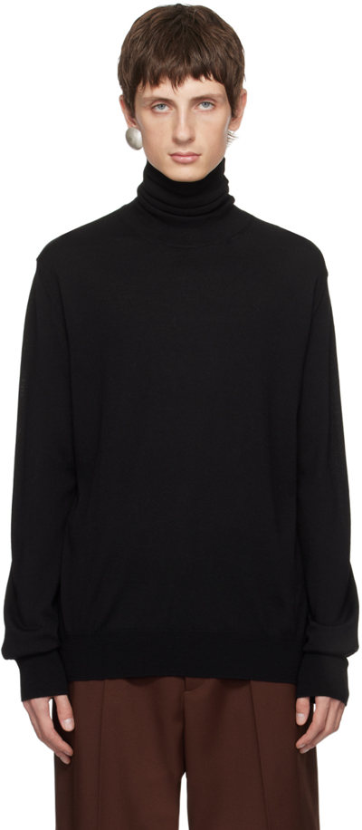 Jil Sander Black Boxy Turtleneck In 001 - Black