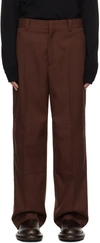 JIL SANDER BURGUNDY PANELED TROUSERS