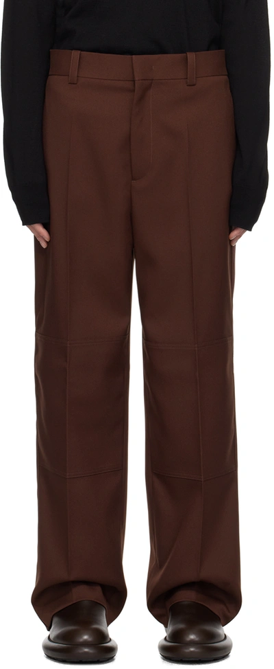 Jil Sander Pressed-crease Tailored Trousers In 209 - Dark Brown