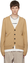 JIL SANDER TAN CUTOUT CARDIGAN