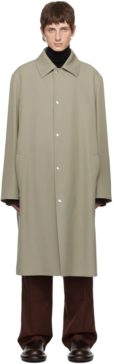 Jil Sander Cotton Canvas Car Coat In 317 - Slate Green