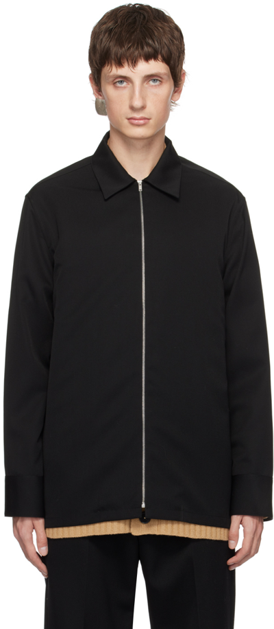 JIL SANDER BLACK PLASTRON SHIRT