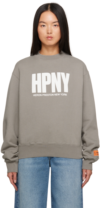 Heron Preston Grey 'hpny' Sweatshirt In Grey White