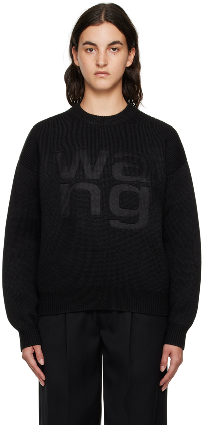 Alexander Wang T Black Embossed Sweater In 001 Black