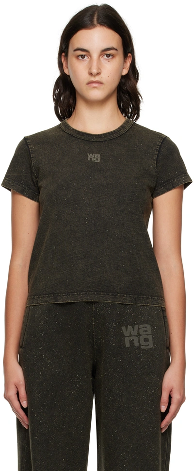 Alexander Wang T Alexanderwang.t Short Sleeve Glitter Tee In Army Green