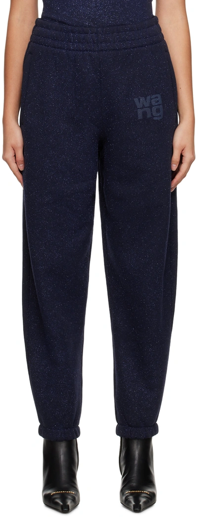 Alexander Wang T Navy Glittered Lounge Trousers In 065 Nine Iron