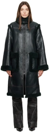 Helmut Lang Women's Patent Leather & Shearling Coat In Evergreen - F5p