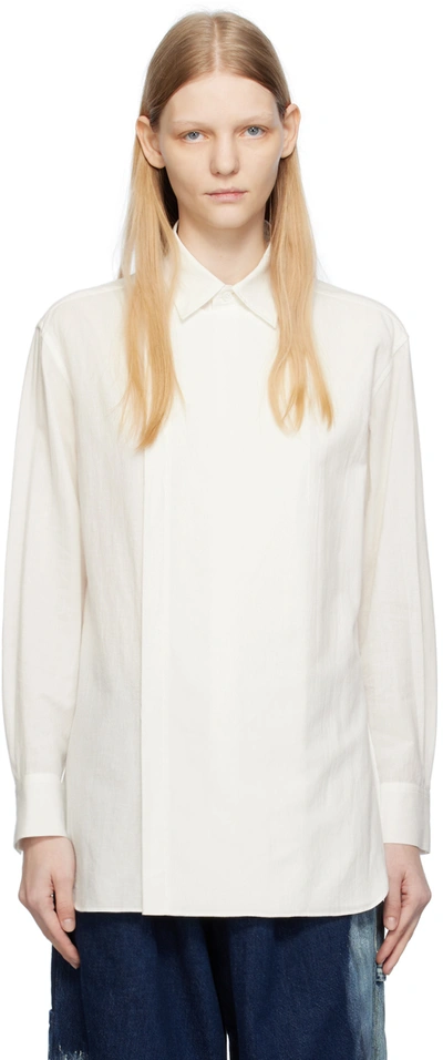 Y's Classic-collar Cotton Blend Shirt In 1 Off White