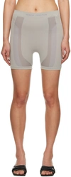 Heron Preston Gray 3d Ribbing Shorts In Beige Light Grey
