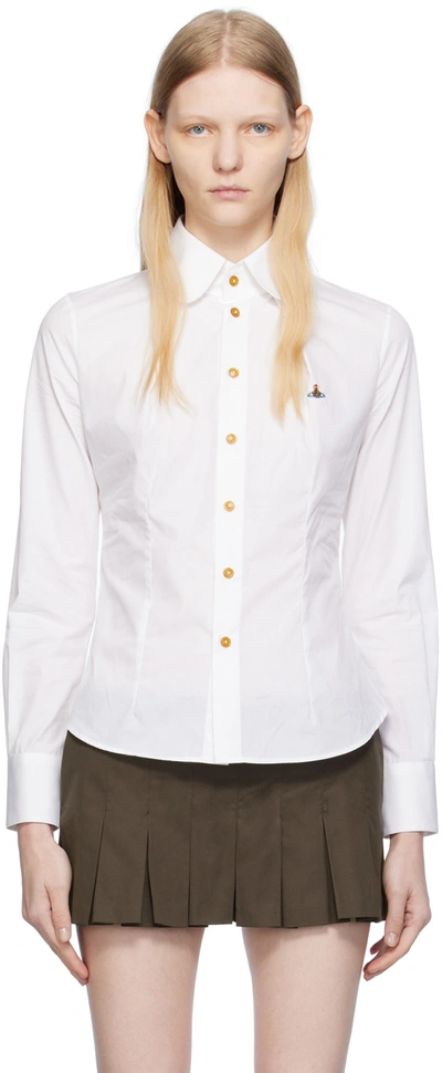 Vivienne Westwood Orb Logo-embroidery Cotton Shirt In White