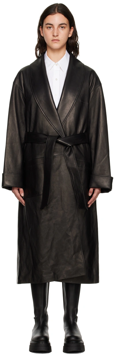 Alexander Wang Shawl-lapels Belted-waist Coat In Black