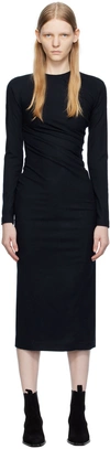 Totême Navy Twisted Midi Dress In 016 Navy