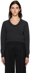 Alexander Wang Gray Scoop Neck Sweater In 063 Charcoal Melange