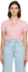 Alexander Wang Chain Link Detail Alpaca Blend Crop Sweater In 682 Cradle Pink