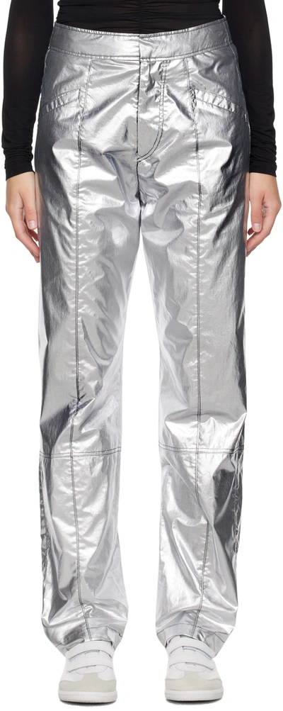 Isabel Marant Metallic-effect Straight-leg Trousers In Silver