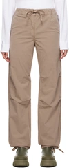Ganni Beige Drawstring Trousers In 765 Timber Wolf