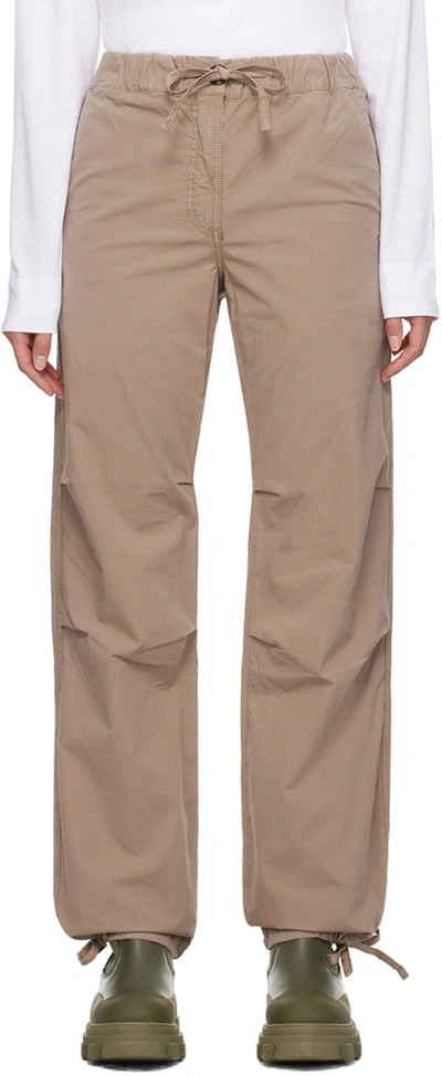 Ganni Beige Drawstring Trousers In 765 Timber Wolf