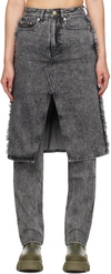 Ganni Snow Washed Denim Skirt Jeans In 055 Black Washed