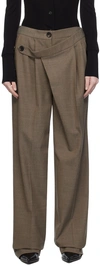 PETER DO BROWN WRAP TROUSERS