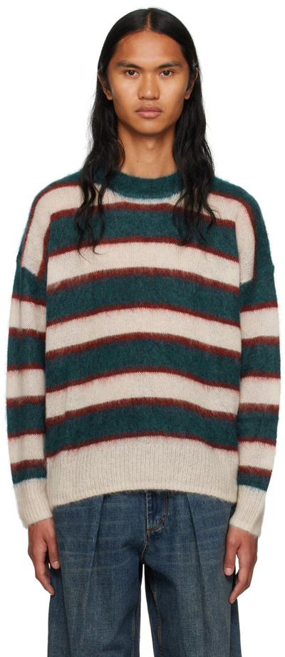 Isabel Marant Men's Drussellh Mohair Striped Sweater In Teal