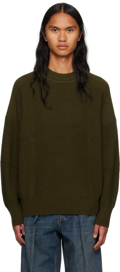 Isabel Marant Men's Barry Merino Wool Crewneck Sweater In Khaki