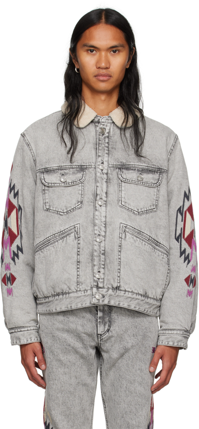 Isabel Marant Gray Jenson Denim Jacket In 02ly Light Grey