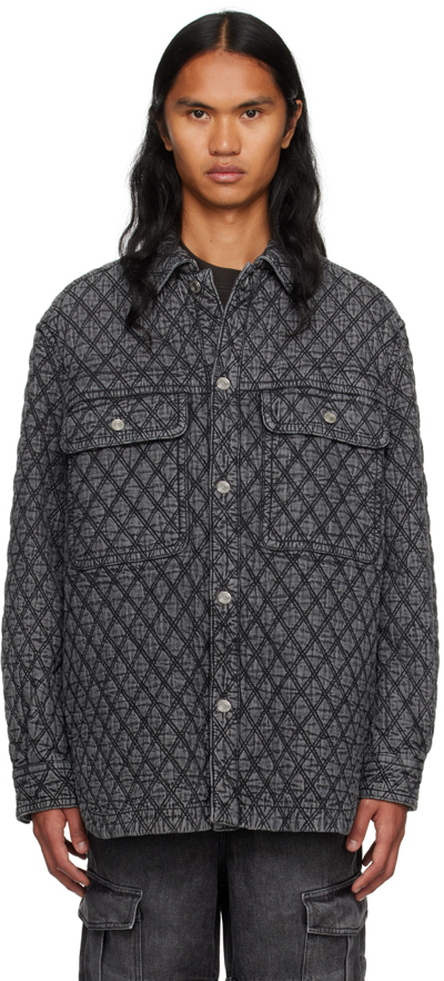 Isabel Marant Dhotario Quilted Denim Jacket In 02dg Dark Grey