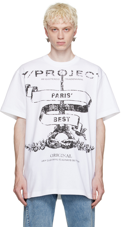 Y/project Evergreen Paris' Best Organic Cotton Graphic T-shirt In White