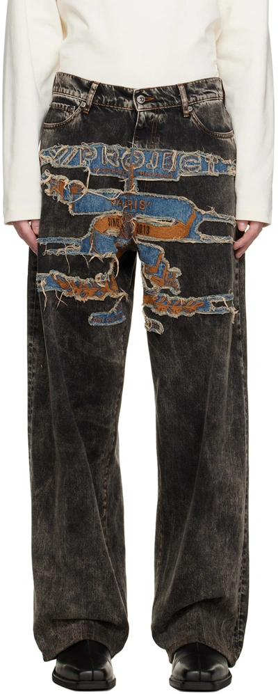 Y/project Best Patch Wide-leg Jeans In Black