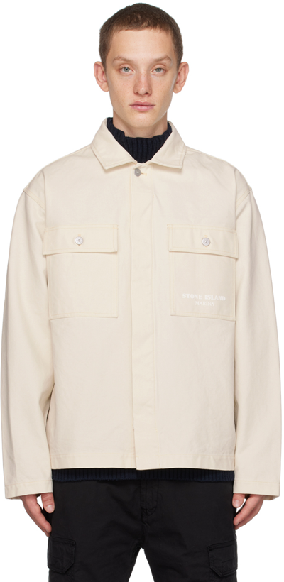 Stone Island Off-white Button Jacket In V0097 Plaster
