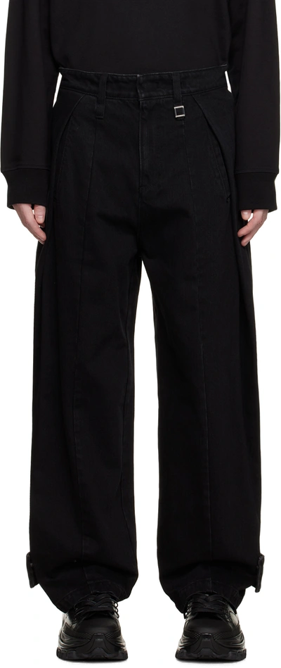 Wooyoungmi Black Pleated Jeans In Black 855b