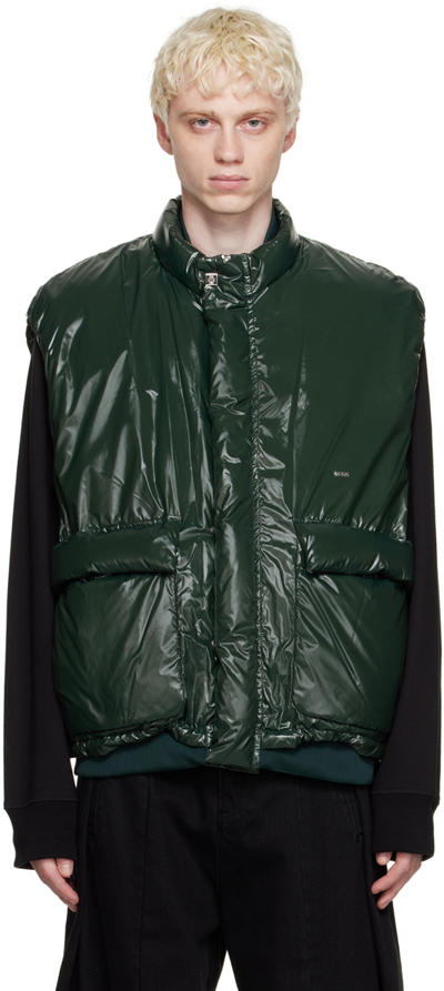 Wooyoungmi Green Stand Collar Down Waistcoat In Fresh Green 970f