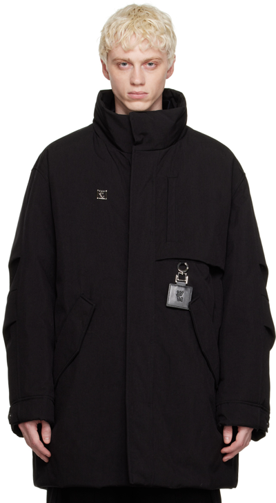 Wooyoungmi Black Funnel Neck Down Coat In Black 934b