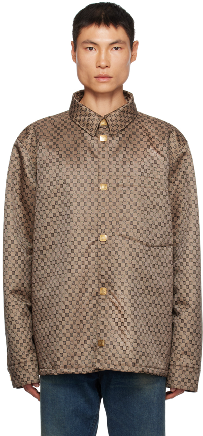 Balmain Brown Padded Jacket In Wfp Marron/marron Fo