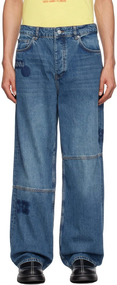 Ganni Blue Izey Jeans In Tint Wash