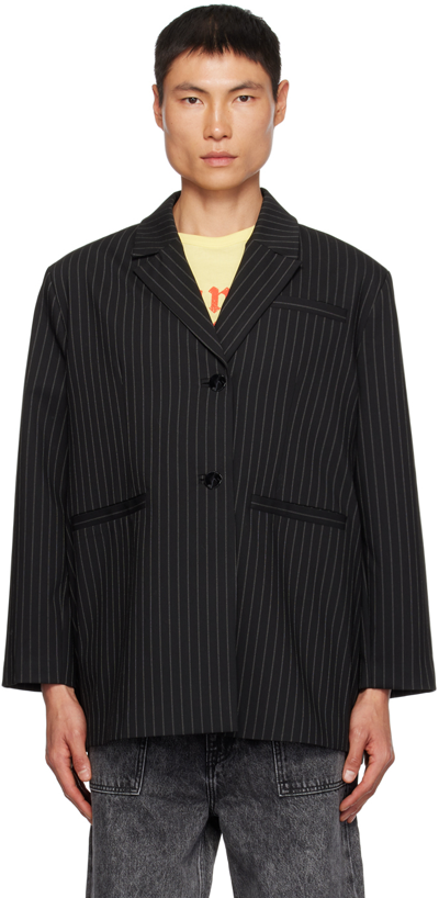 Ganni Black Pinstripe Blazer