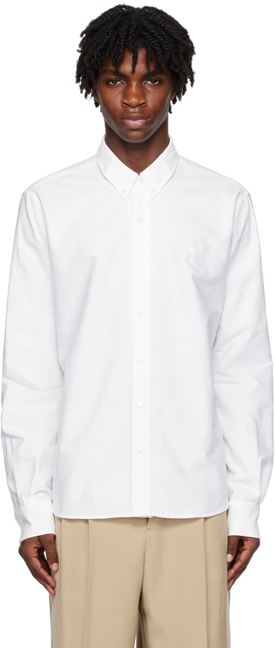 Ami Alexandre Mattiussi Button-down Cotton Shirt In Natural White/168