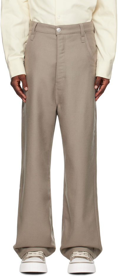 Ami Alexandre Mattiussi Taupe Baggy Fit Trousers In Taupe/281