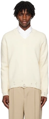 Ami Alexandre Mattiussi Off-white Cut-out Sweater In Ivory/185