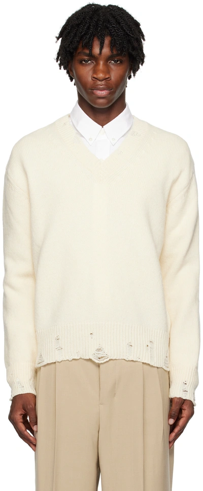 Ami Alexandre Mattiussi Off-white Cut-out Sweater In Ivory/185