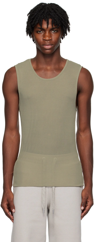 Ami Alexandre Mattiussi Taupe Long Tank Top In Argile/263