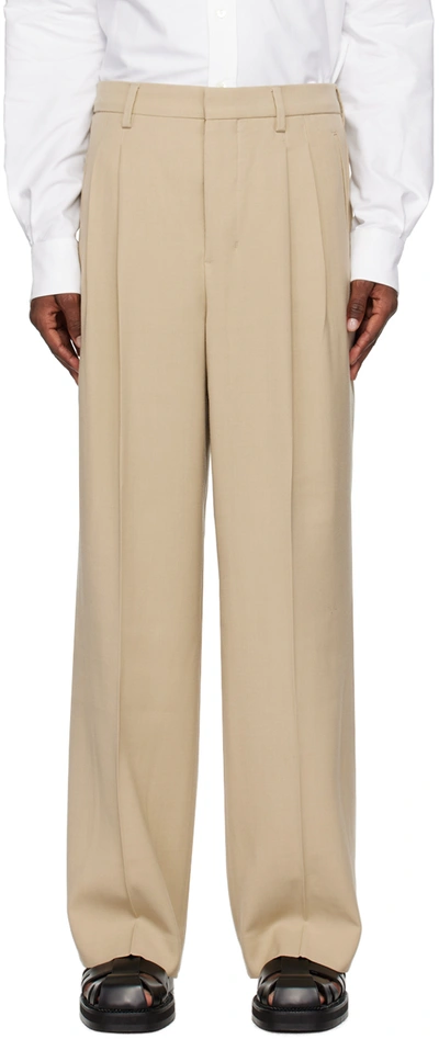 Ami Alexandre Mattiussi Taupe Straight Fit Trousers In Champagne/265