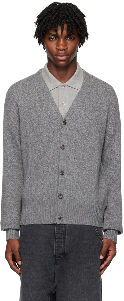 Ami Alexandre Mattiussi Cashmere And Wool Cardigan In Grey