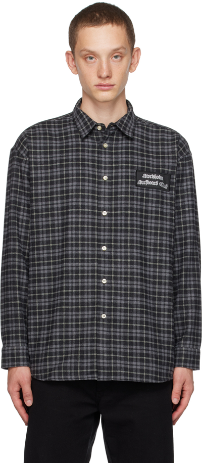 Stockholm Surfboard Club Gray Check Shirt In Black