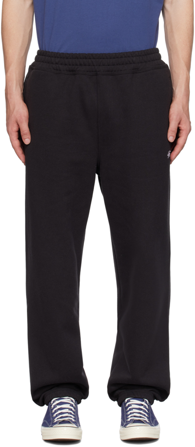 Stussy Black Embroidered Sweatpants In Wabl Washed Black