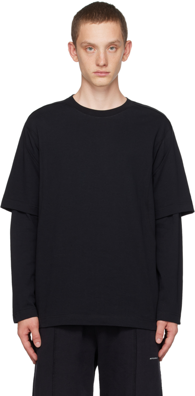 Affxwrks Black Dual Sleeve Long Sleeve T-shirt In Deep Black